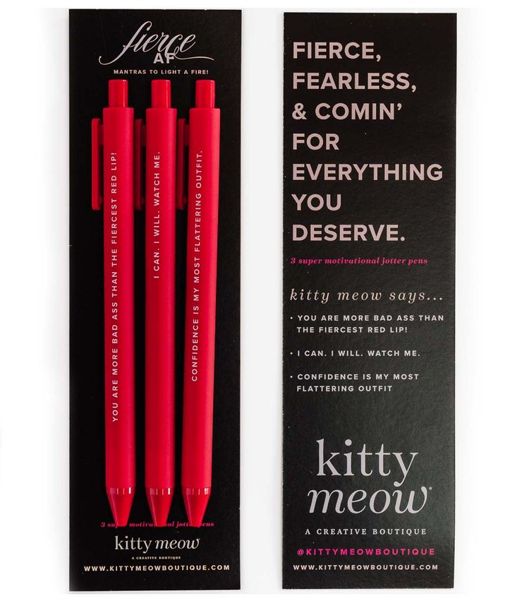 Fierce AF Pen Set - 3 Red Jotter Pens – Kitty Meow HQ