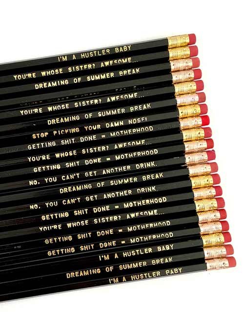 OOPS! Imperfect Black 20 Pencil Set, Random selection of Funny Teacher –  Kitty Meow HQ