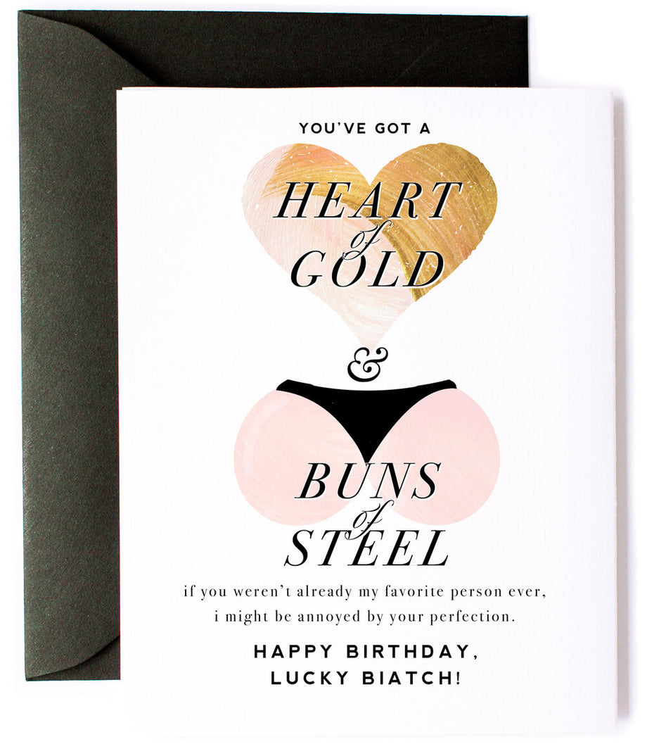 Heart of Gold - Buns Steel, Friendship Birthday Greeting Card Heart of Gold - Buns Steel, Friendship Birthday Greeting Card