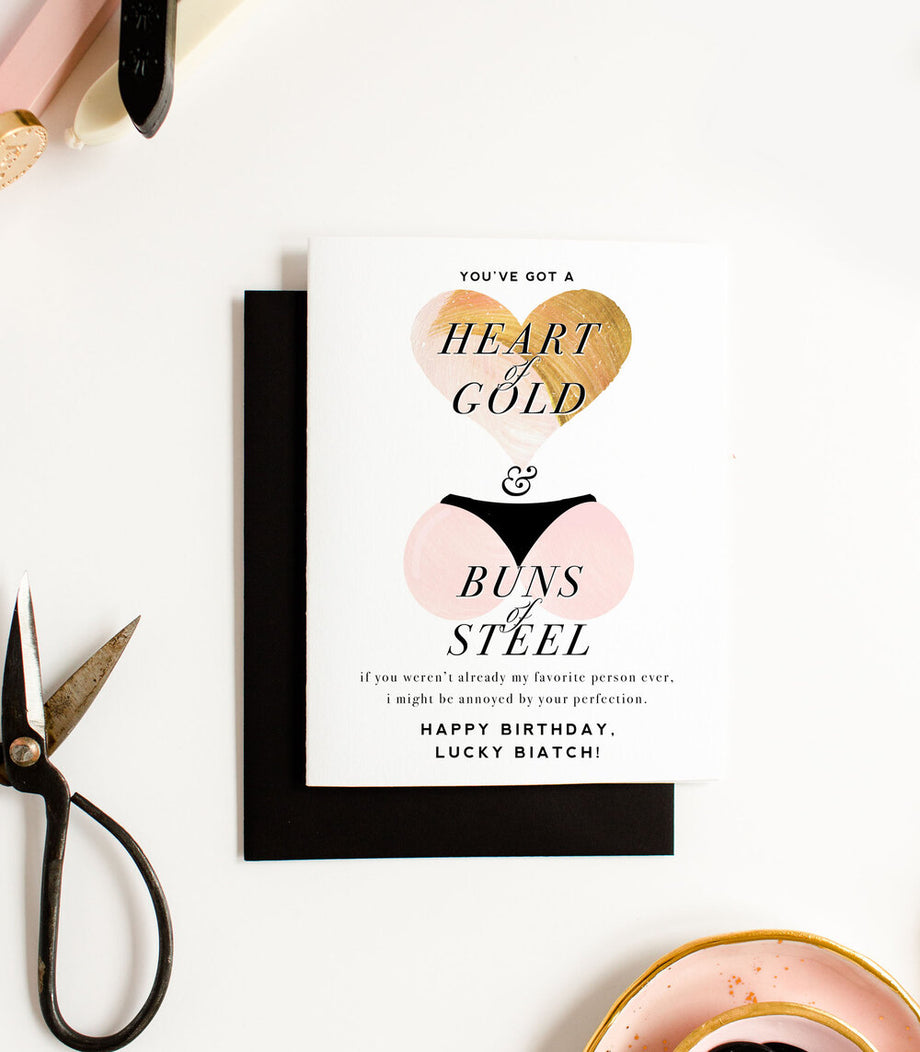 Heart of Gold - Buns Steel, Friendship Birthday Greeting Card Heart of Gold - Buns Steel, Friendship Birthday Greeting Card