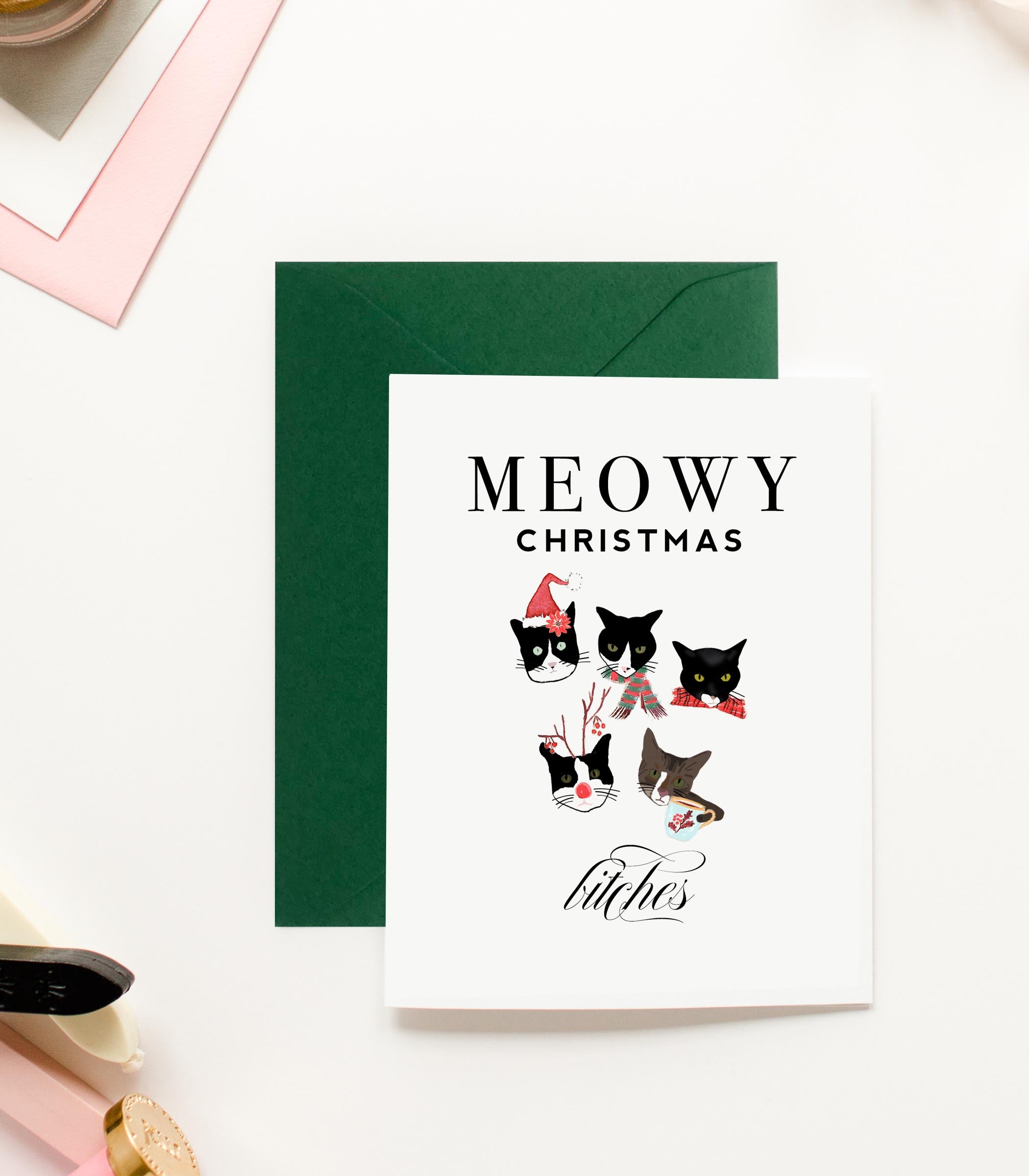 Stabbing Holiday Nutcracker Funny Christmas Greeting Card – Kitty Meow HQ